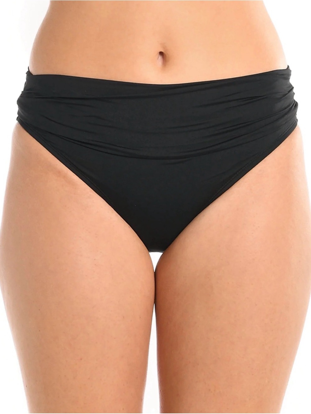 La Blanca Black Island Goddess Shirred Band Hipster Bikini Bottom - Sz 8, NWT